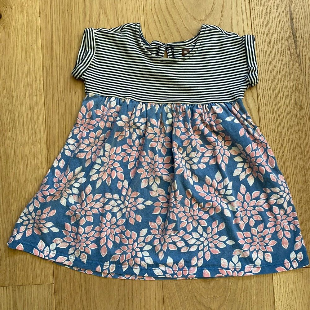 Tea Collection Black and Blue Floral Kids Dress